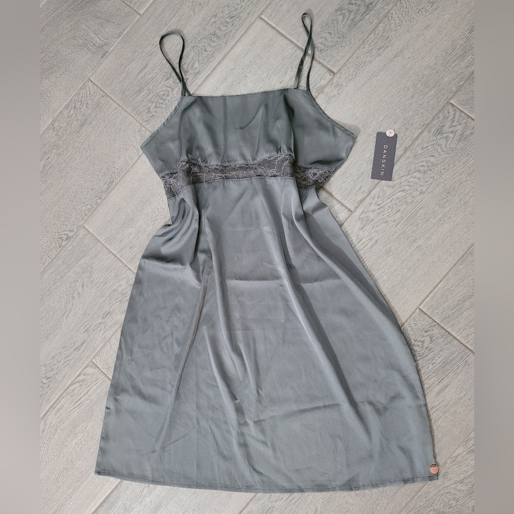Danskin Slip Nightie Gray Lace Sexy Lingerie Chemise Small New With Tags